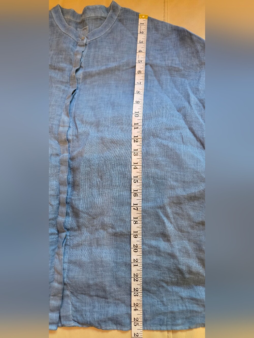 120% Lino Relaxed Indigo Button-Front Linen Shirt - Picture 9 of 10